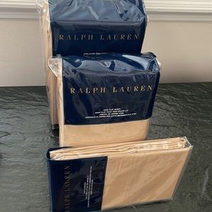 Ralph Lauren Percale 464 TC King Flat, Extra Deep Fitted Sheets and Pillowcases